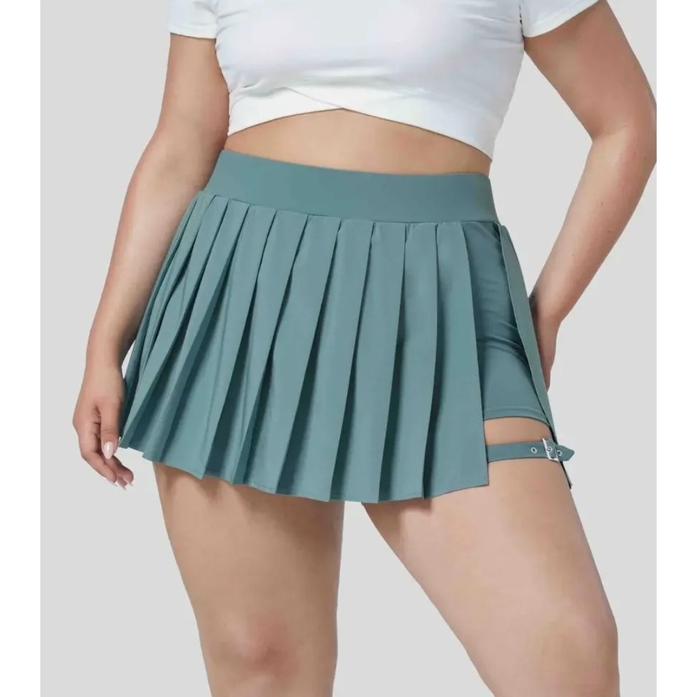 Halara Breezeful Pleated Tennis Skort Pocket Buckle Micro Mini Skirt NWT 1X Plus